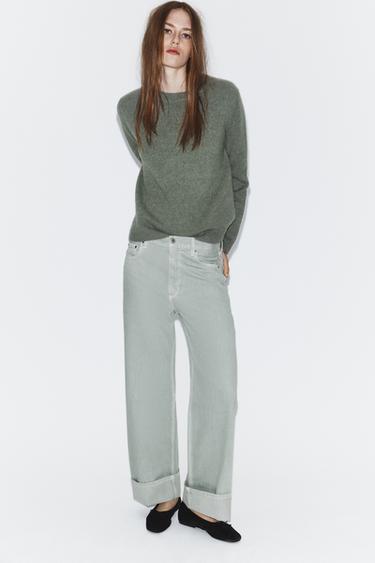Zara ZW COLLECTION MID-RISE BAGGY JEANS - Pastel blue