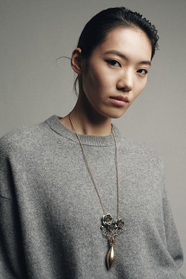 Zara FLOWER METAL NECKLACE - Gold / Silver - Image 0