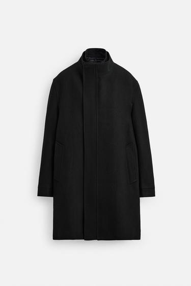 ABRIGO CUELLO DESMONTABLE - Negro de Zara