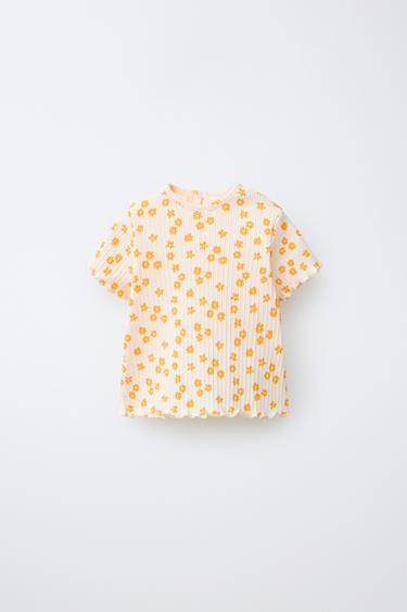 PLAYERA RIB FLORES - Crudo/Amarillo de Zara - Imagen 0