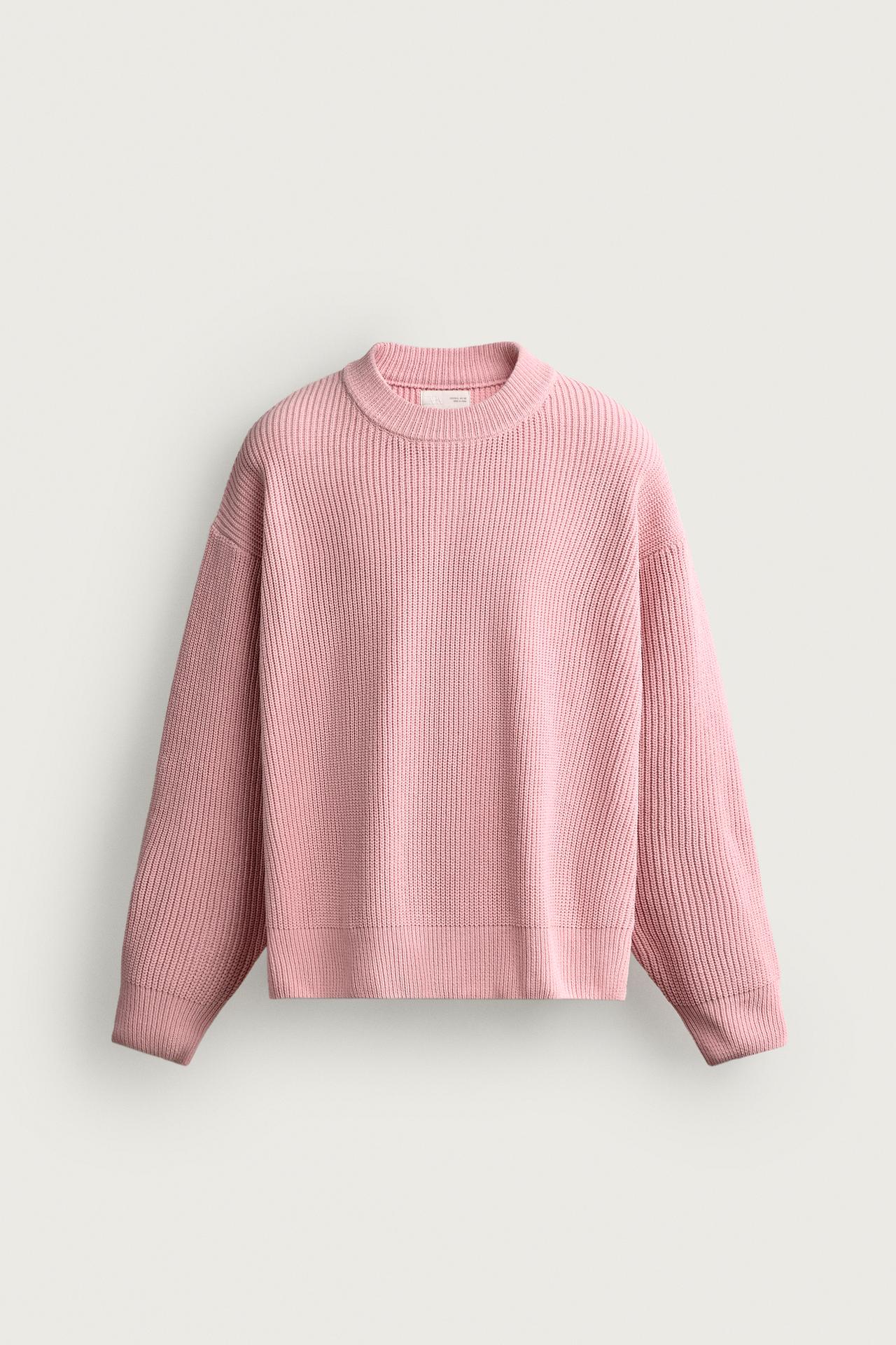 CHENILLE RELAXED FIT SWEATER — Pink