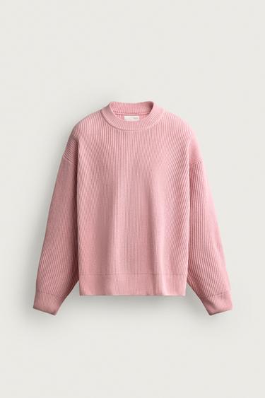 CHENILLE RELAXED FIT SWEATER — Pink 1