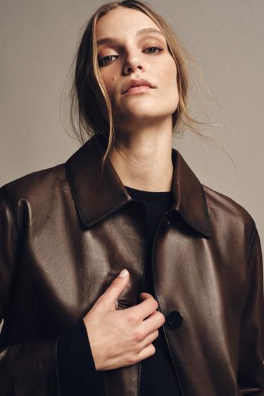 MINIMAL LEATHER JACKET ZW COLLECTION LIMITED EDITION - Brown by Zara - Image 3