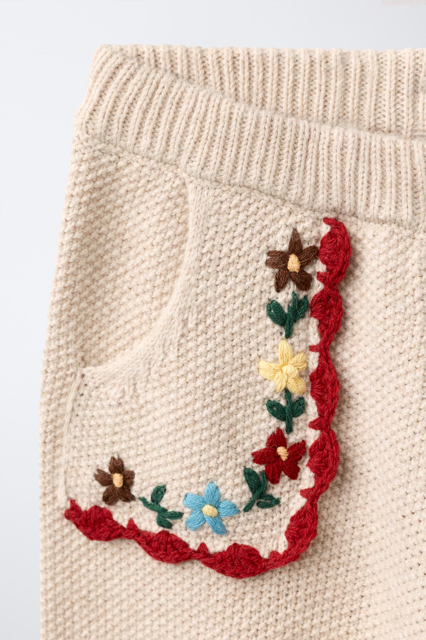 Детские брюки Zara Embroidered Bloomer, цвет: Светлый бежевый — фото 3