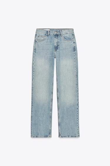 TRF STRAIGHT LOW-RISE JEANS - Light blue by Zara
