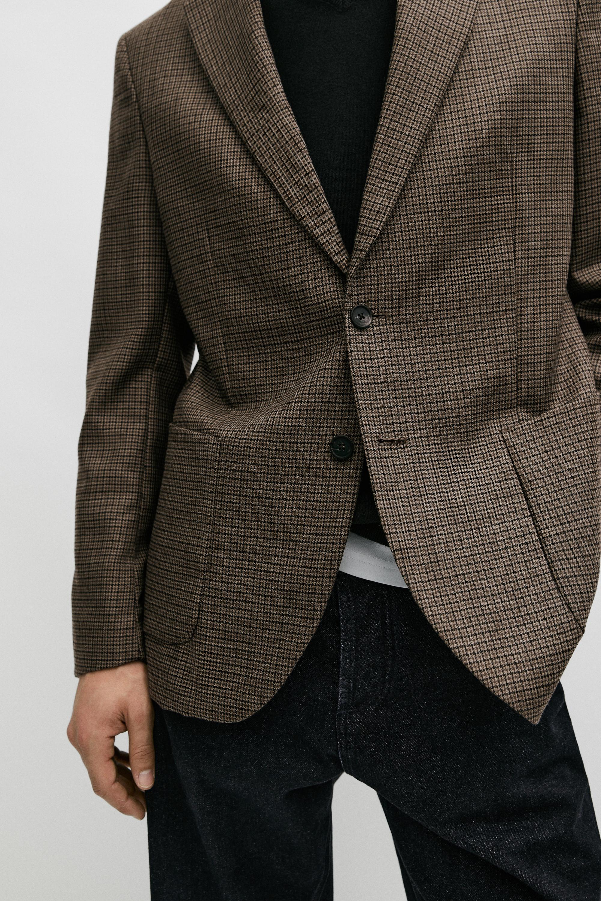 Blazer pied-de-poule 100 % laine