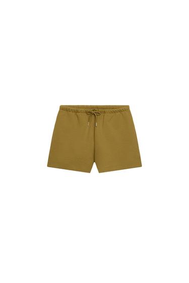 INTERLOCK BERMUDA SHORTS - Olive green by Zara
