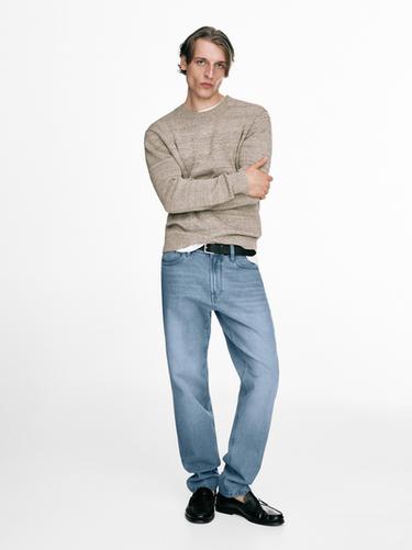 Jersey punto rayas cuello redondo - Visón de Zara