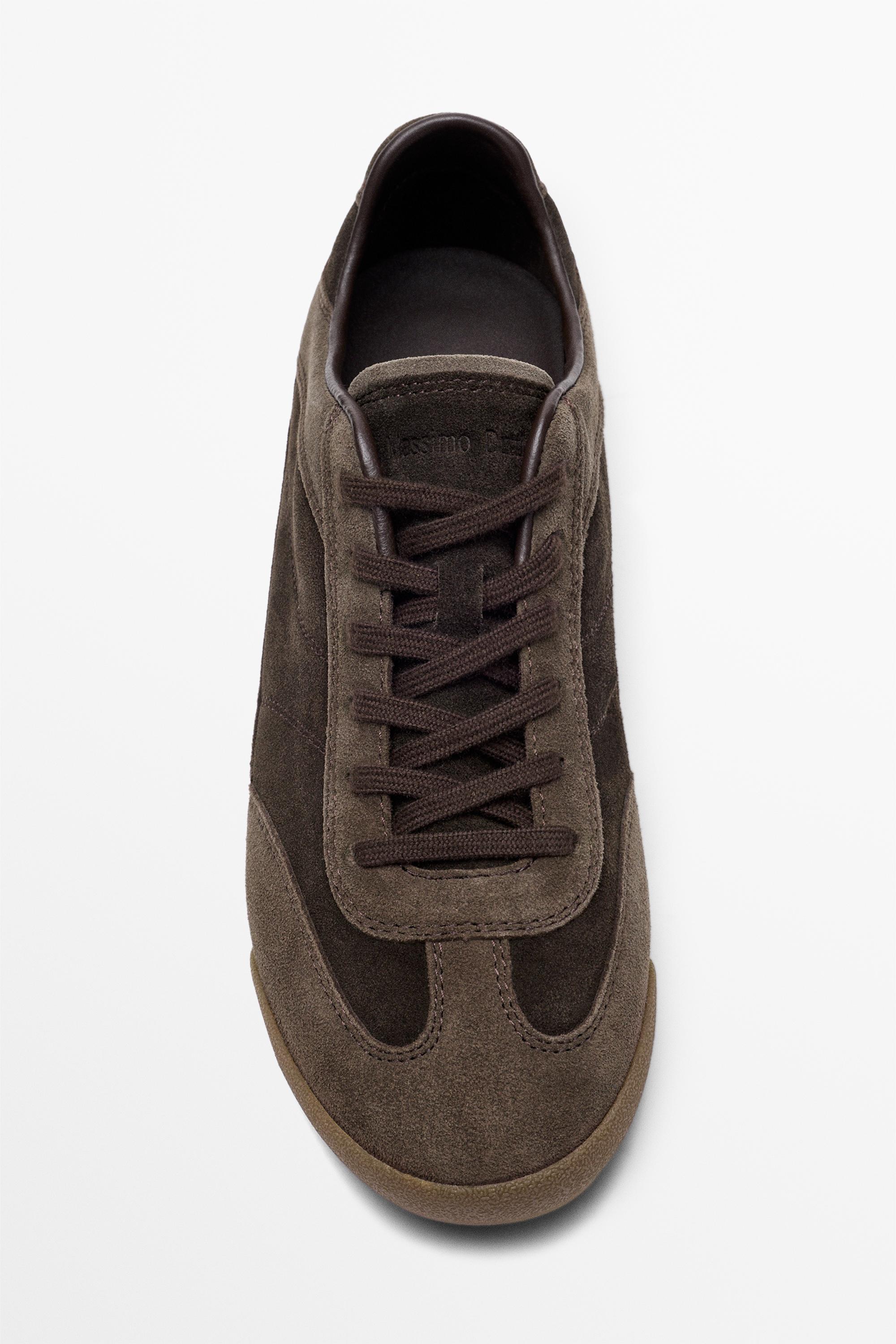 Contrast leather trainers
