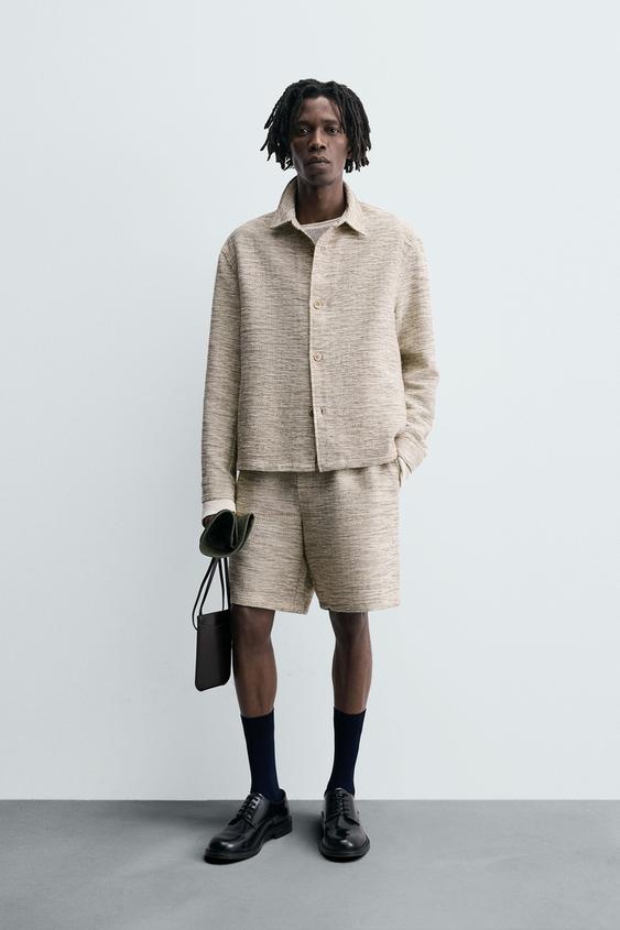 CONTRAST TEXTURED OVERSHIRT