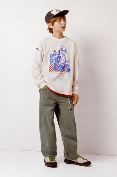 T-SHIRT MET LABELPRINT - Ecru van Zara