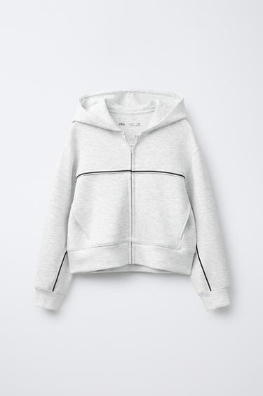 Zara CONTRAST PIPING HOODIE - Gray marl