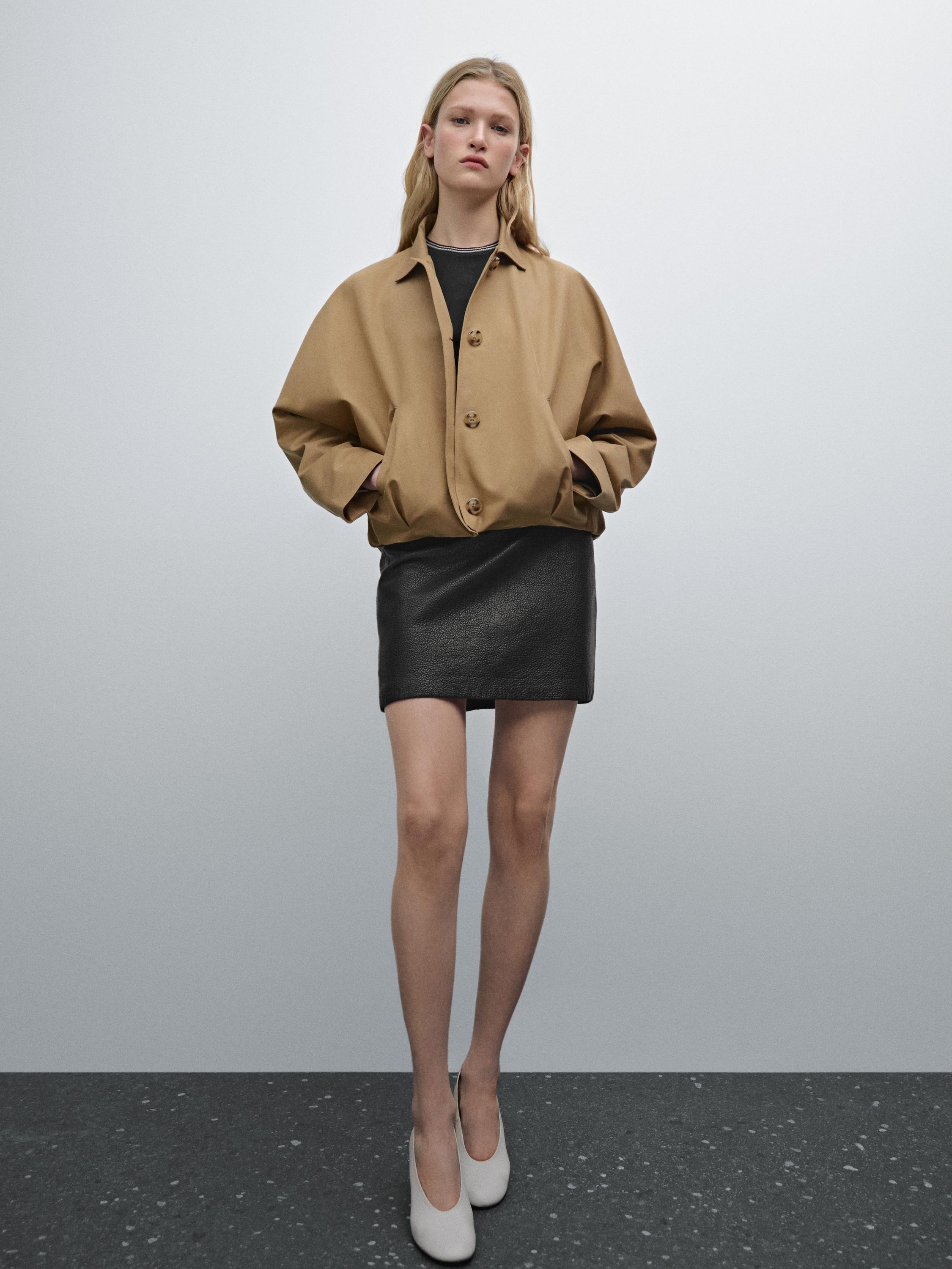 Oversize cotton blend cape jacket - Dark mink | ZARA United Oversize cotton blend cape jacket - Dark mink | ZARA United