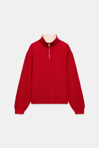 SUDADERA CREMALLERA - Rojo de Zara - Imagen 0