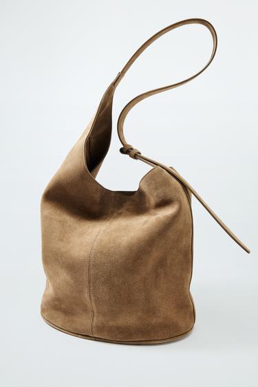 ASYMMETRIC LEATHER BUCKET BAG - 1-525 by Zara