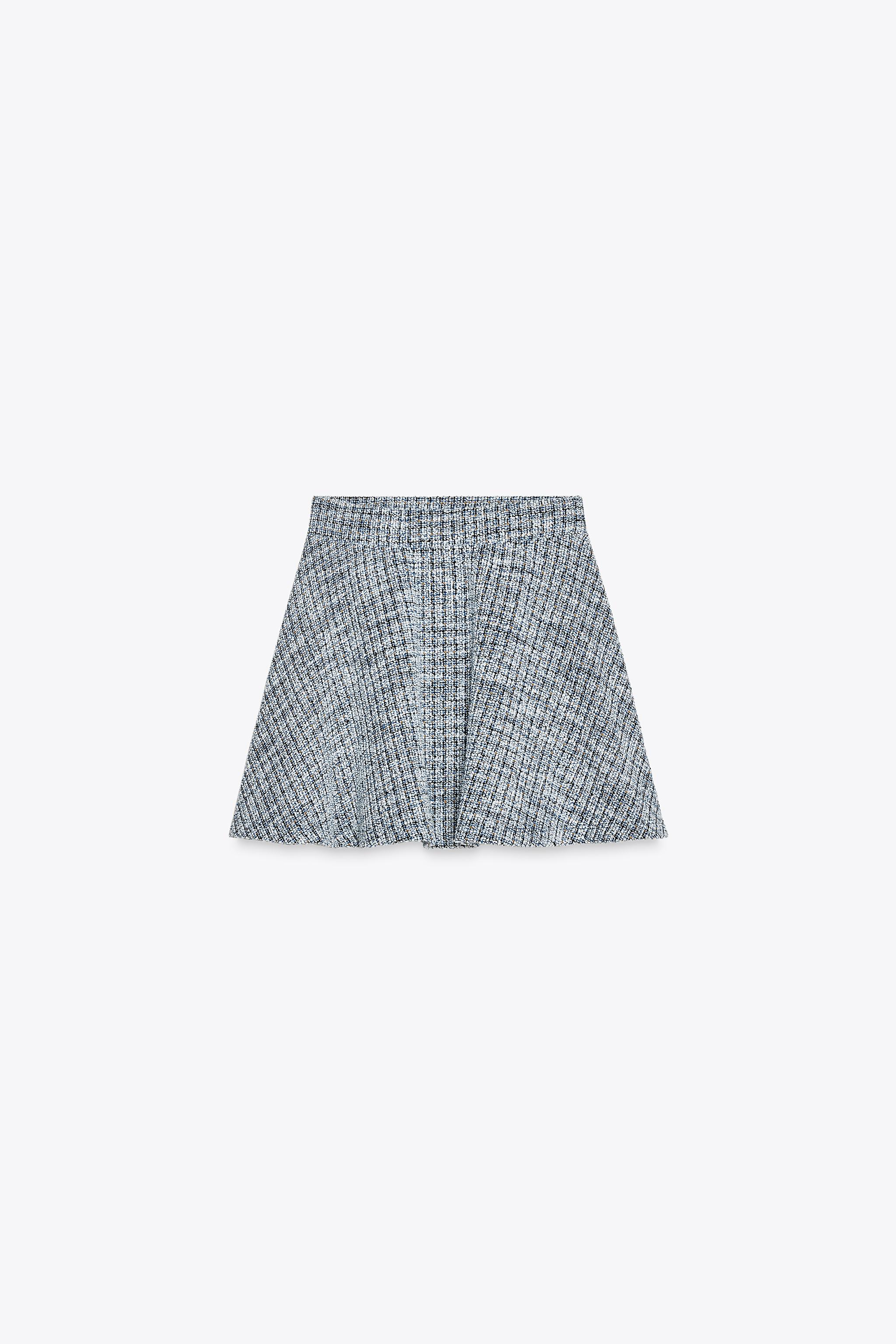 STRUCTURED JACQUARD MINI SKIRT - Ecru / Black | ZARA United