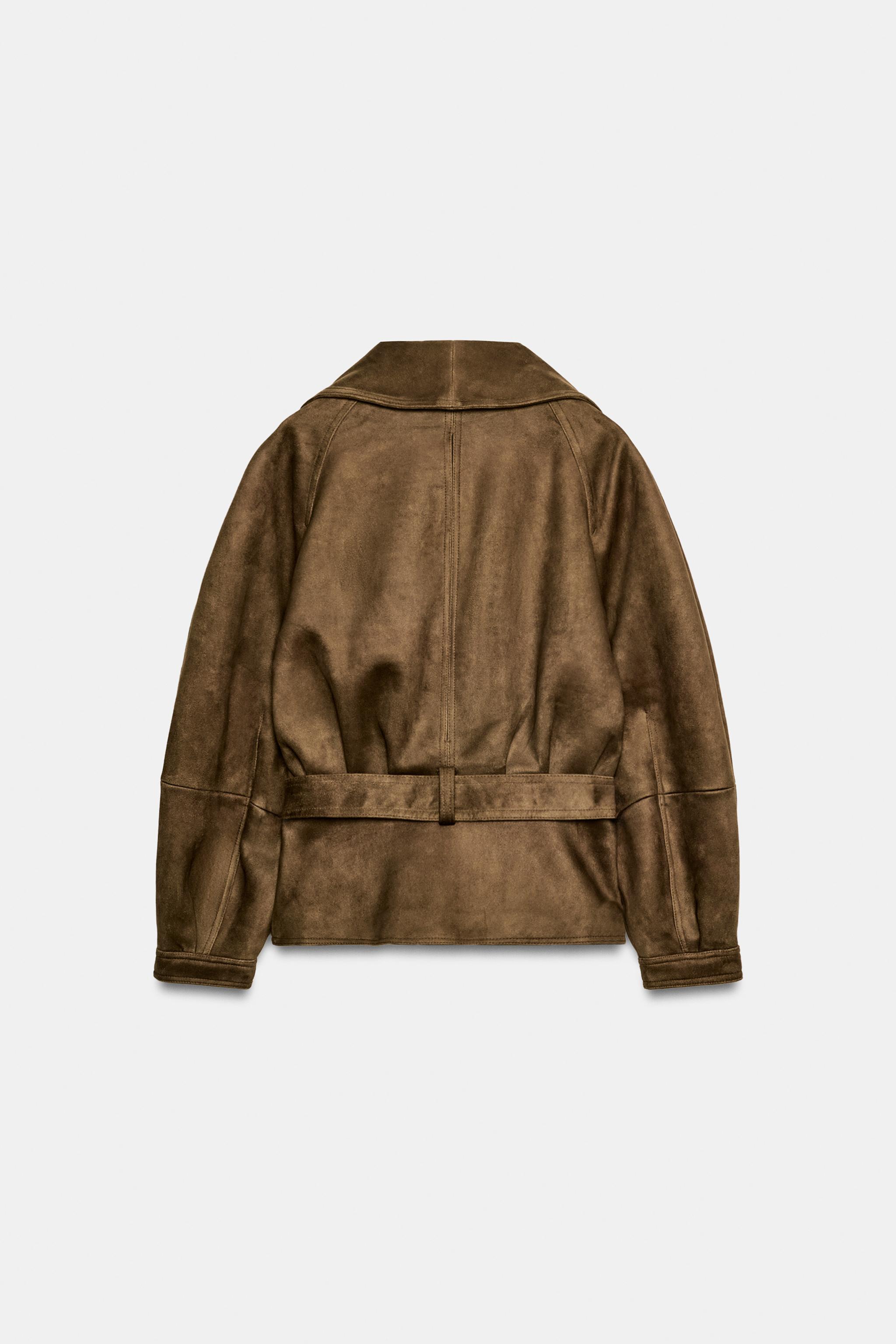 フェイクスエード ベルト付きジャケット - ゴールデンブラウン | ZARA