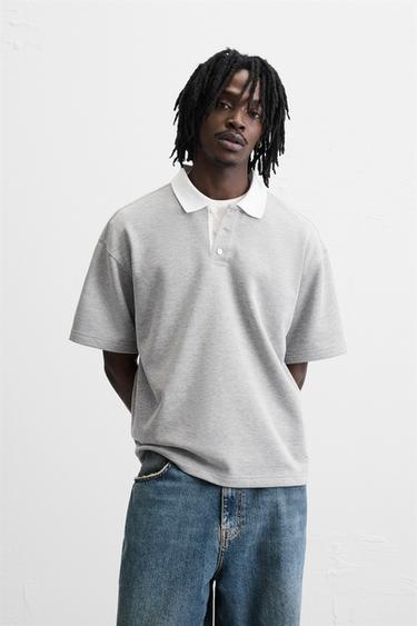 RELAXED FIT POLO SHIRT - Grey marl by Zara