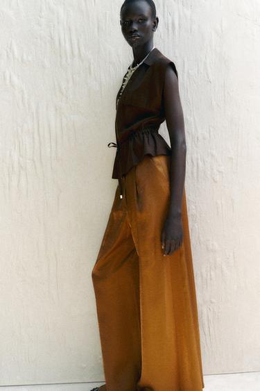 SAFARI LINEN BLEND TOP - Brown by Zara - Image 3