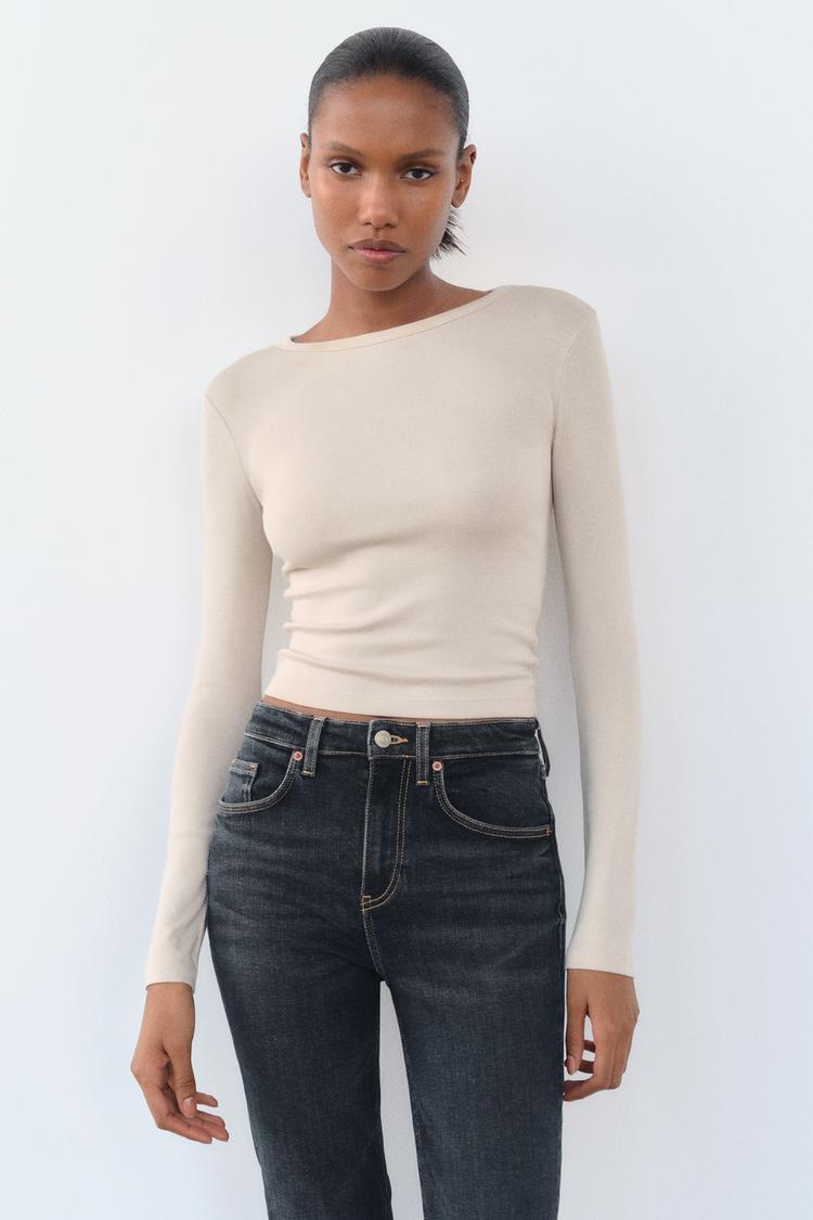 Poleras Basicas Manga Larga Camisetas Basicas Manga Larga Zara