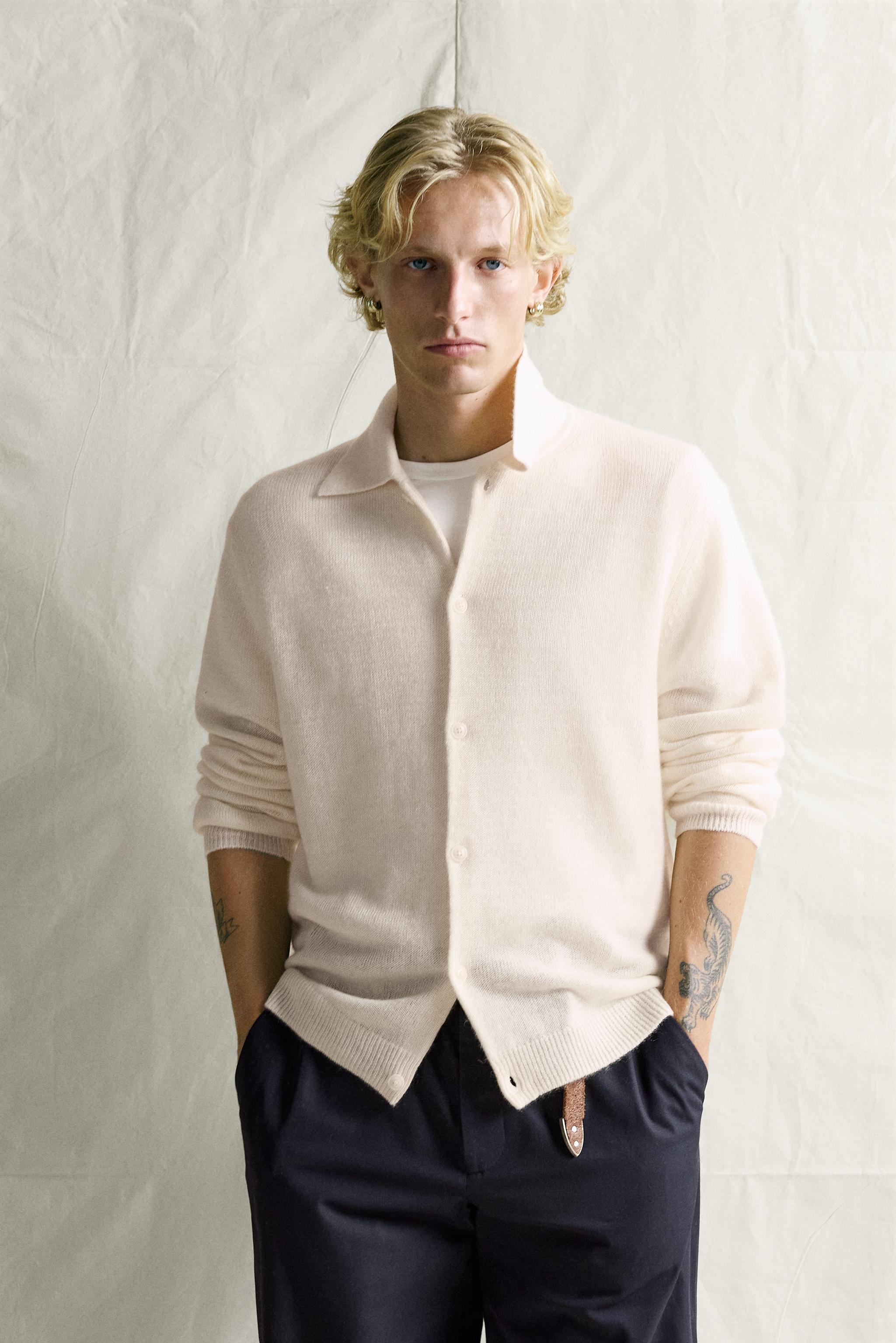 Мужские кардиганы Zara LINEN AND CASHMERE REGULAR-FIT CARDIGAN — фото 2
