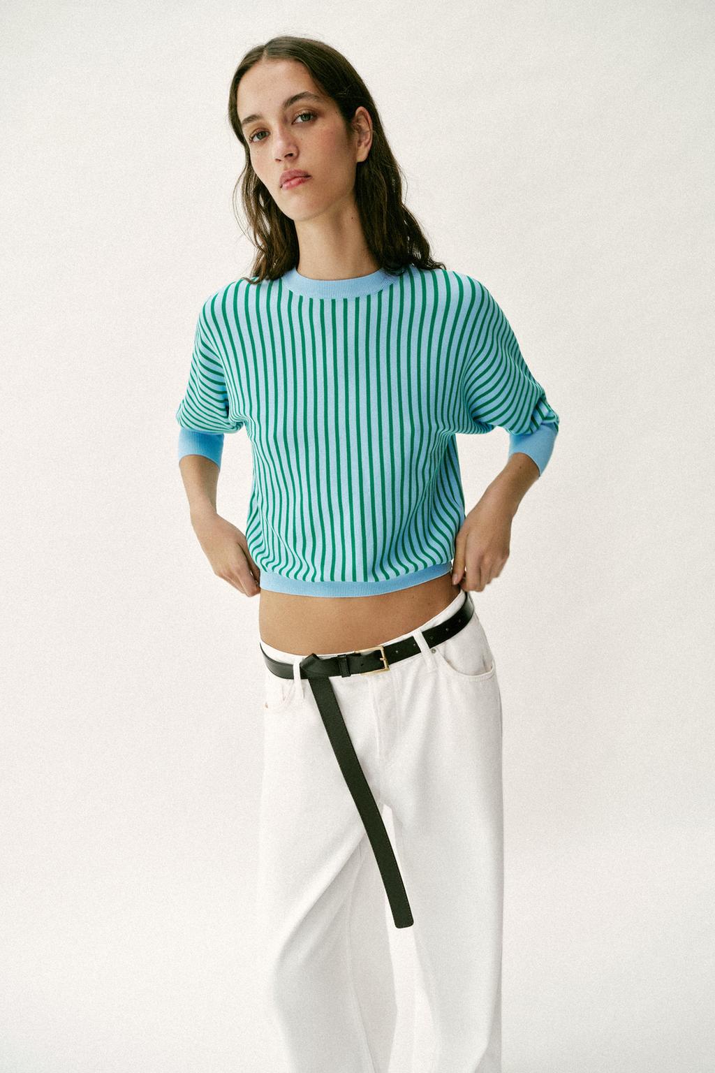 STRIPED KNIT SWEATSHIRT