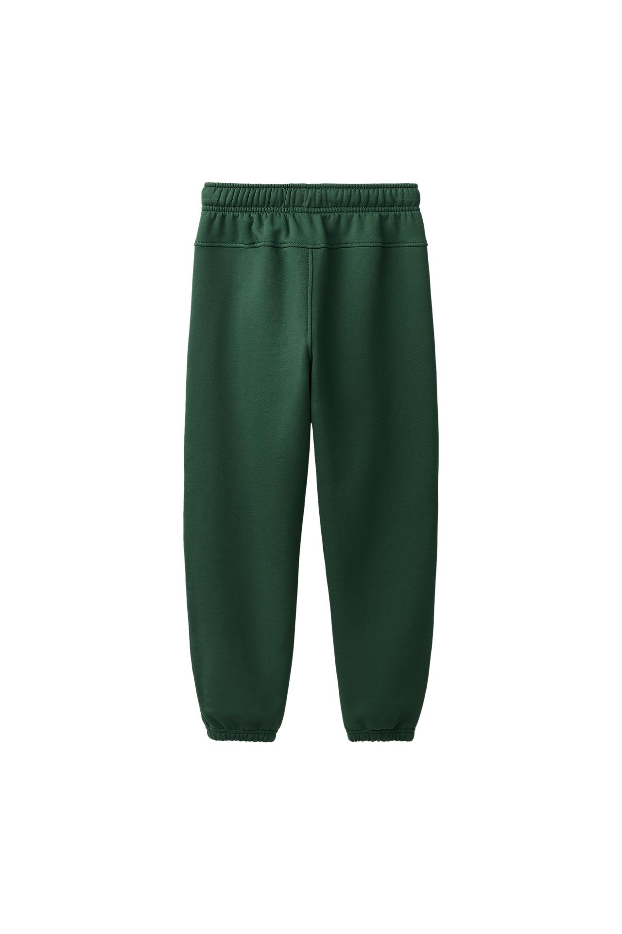 SOLID LABEL JOGGER PANTS — Bottle green
