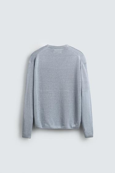PULL REGULAR FIT 100% LIN - Bleu / Acier de Zara - Image 7