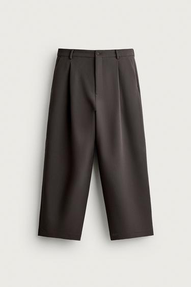 PANTALÓN RELAXED FIT PLIEGUES - Marrón / Topo de Zara