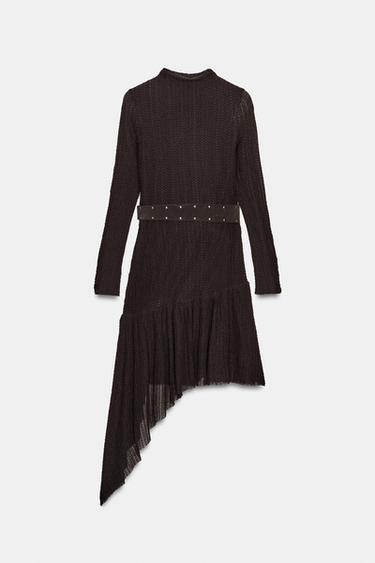 ROBE COURTE ASYMÉTRIQUE À CEINTURE - Marron de Zara - Image 5