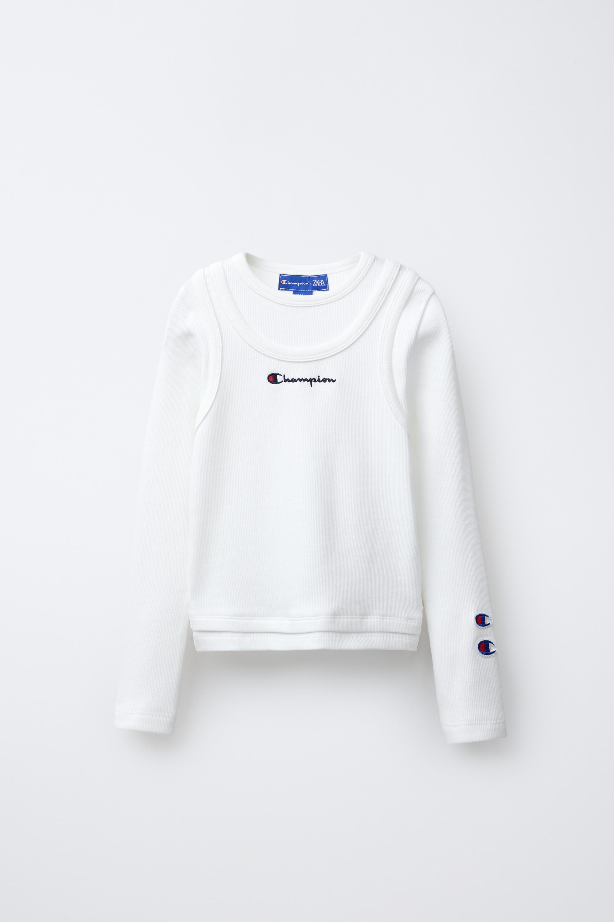 しろ CHAMPION ® X ZARA TEXT RIB T-SHIRT - White | ZARA United States