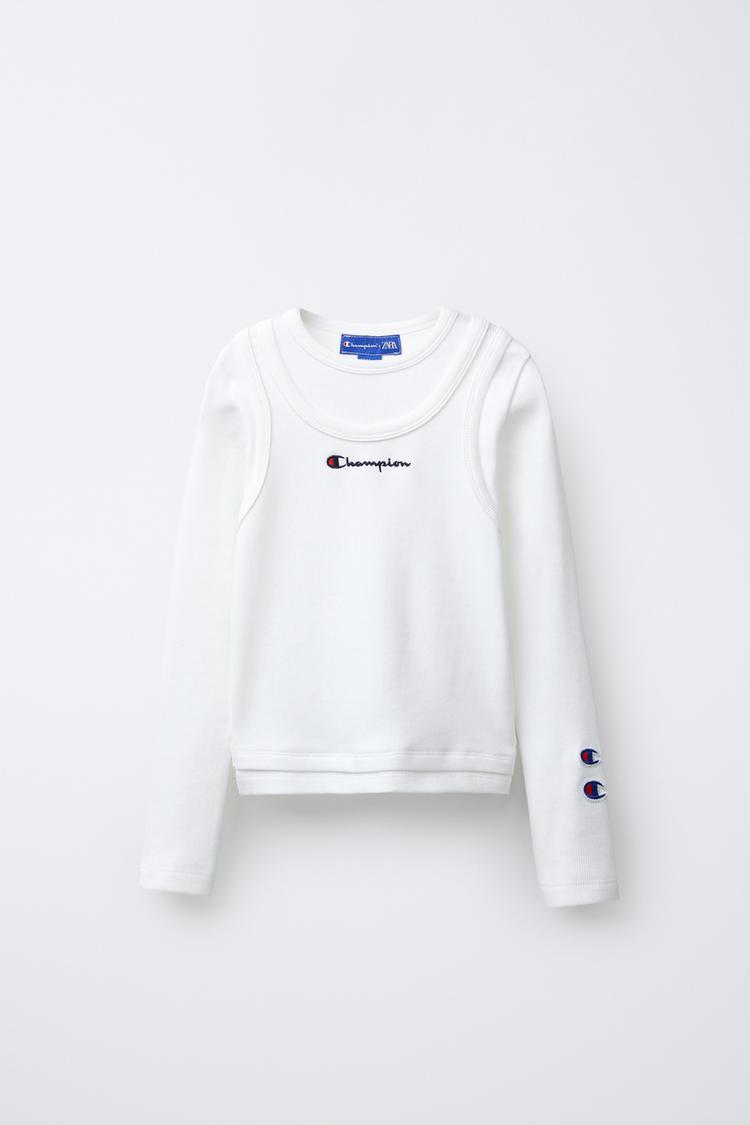 CHAMPION ® X ZARA RIBBED SLOGAN T-SHIRT White ZARA India