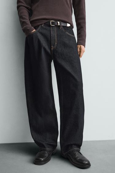 BALLOON FIT JEANS - Navy / White by Zara - Image 4