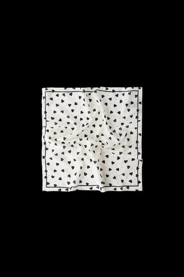 ECKIGES BANDANA MIT HERZ- UND PUNKTEMUSTER - Schwarz von Zara