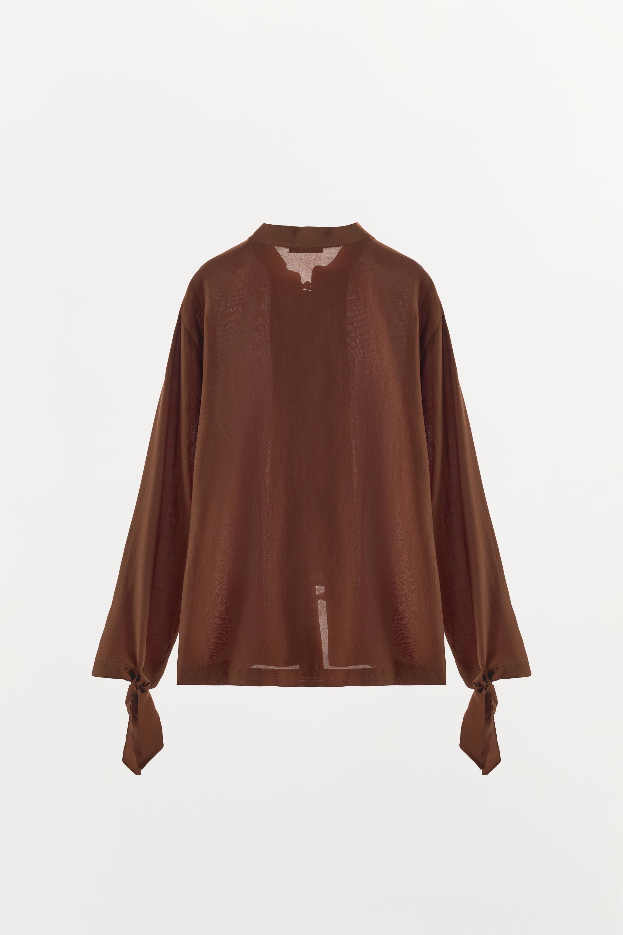 Женские рубашки Zara VISCOSE BLEND SHIRT WITH FROG FASTENINGS — фото 7