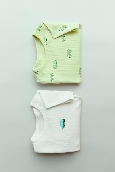 Zara TWO-PACK PRINTED BODYSUITS - Lime green