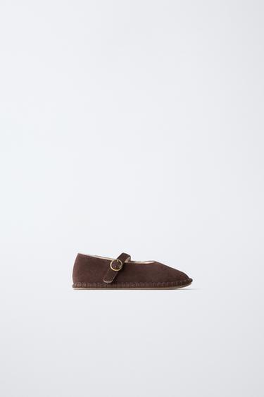 LINED LEATHER BALLET FLATS — Brown 1