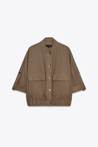 VESTE MANCHES LARGES EN LIN - Marron clair de Zara - Image 5
