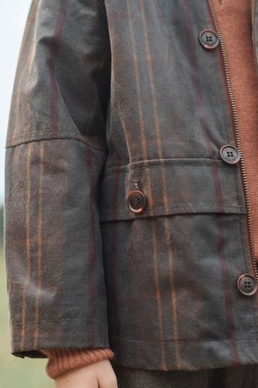 MANTEAU À CARREAUX CIRÉ ÉDITION LIMITÉE - Imprimée de Zara - Image 3