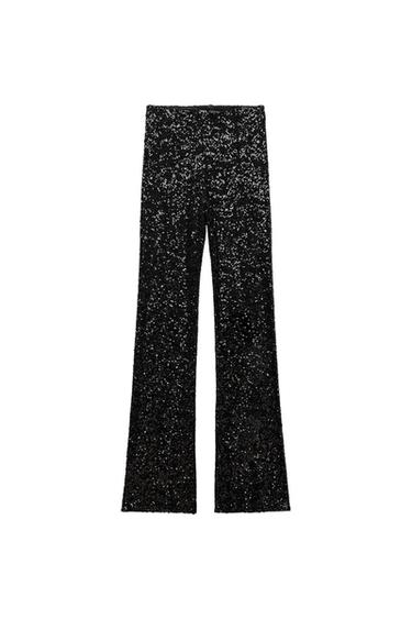 FLARED SEQUINNED LEGGINGS