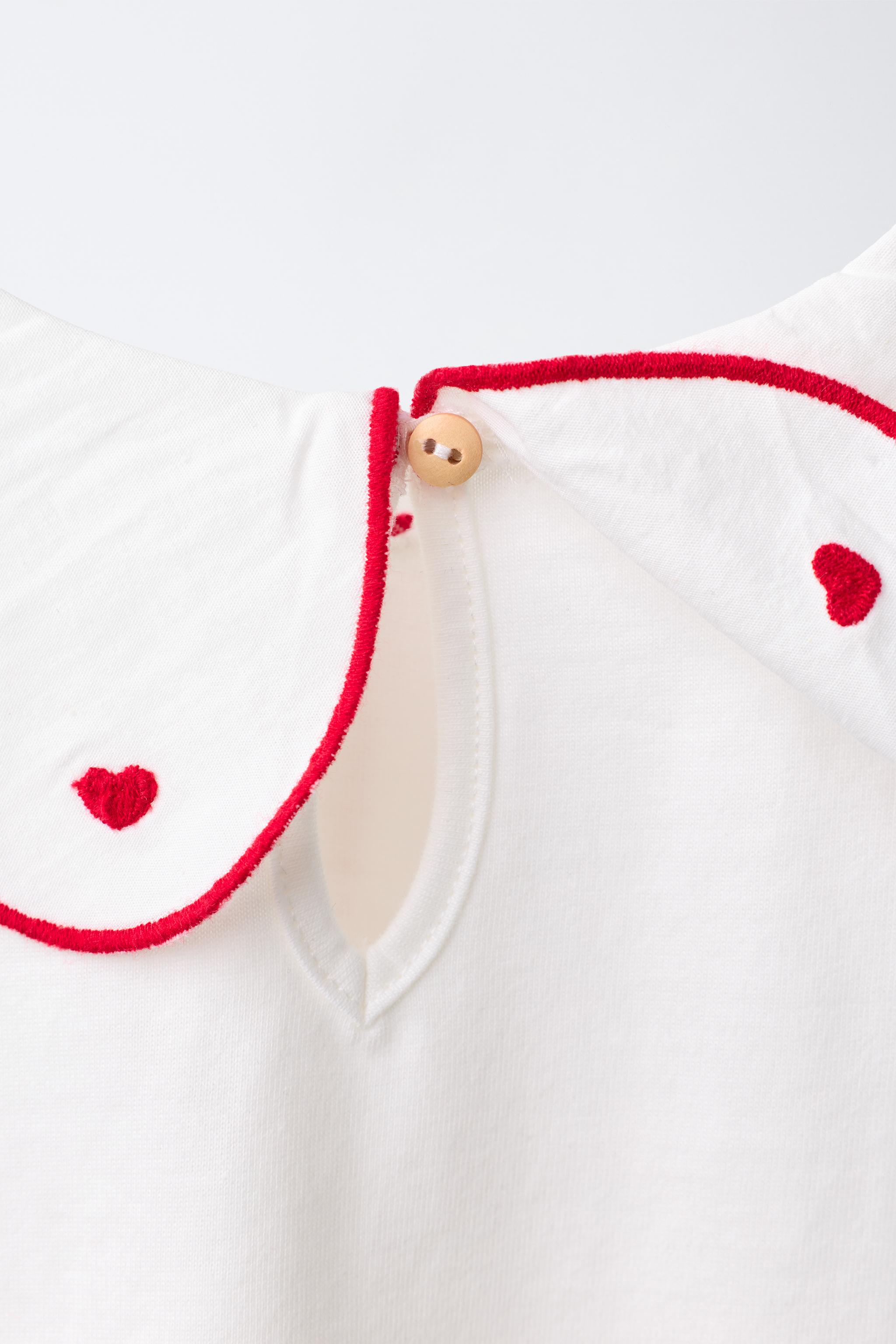 EMBROIDERED PETER PAN COLLAR T-SHIRT