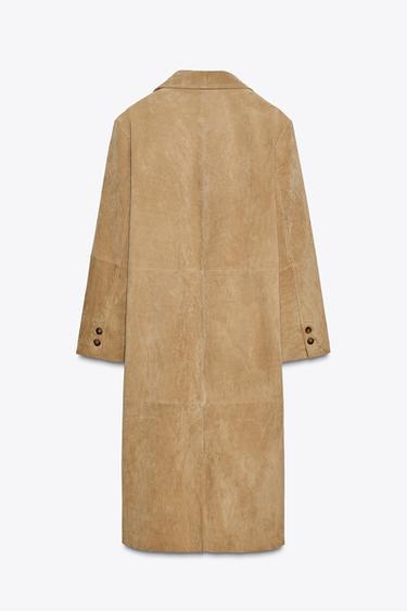 SUEDE LEATHER COAT ZW COLLECTION LIMITED EDITION - Beige by Zara - Image 3