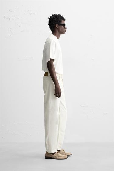 REGULAR STRAIGHT-LEG JEANS - Oyster-white by Zara - Image 3