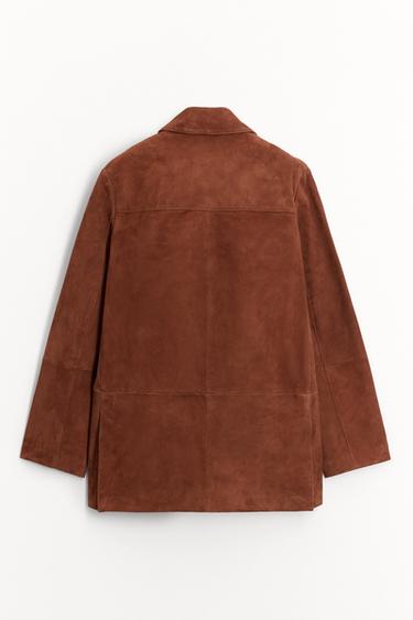 ZW COLLECTION LIMITED EDITION 100% SUEDE LEATHER BLAZER - Brown by Zara - Image 1
