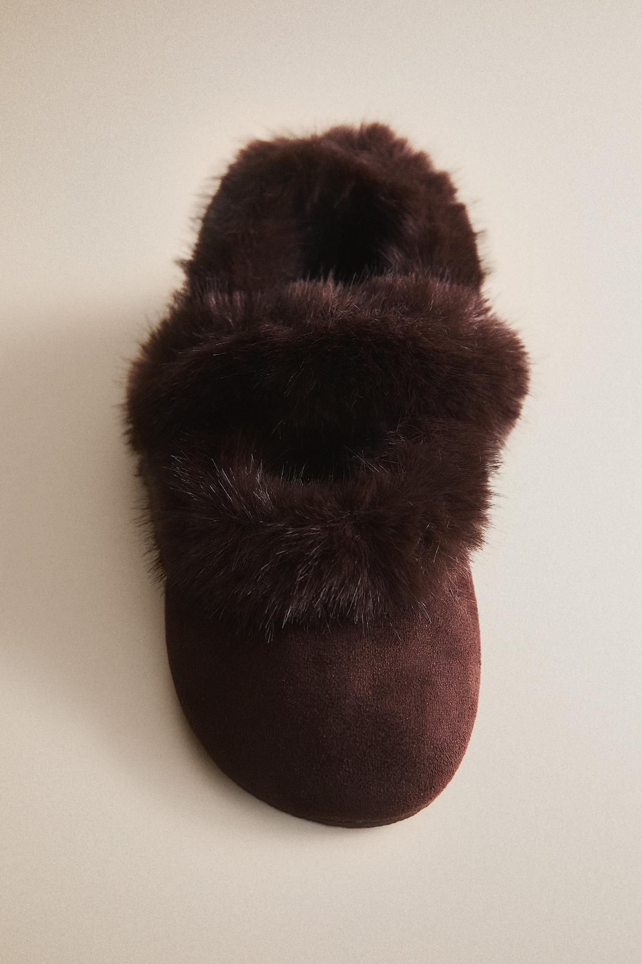 KIDS' WARM BALLET FLATS — Brown
