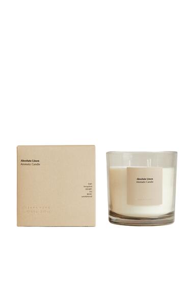 (620 G) ABSOLUTE LINEN SCENTED CANDLE - Mustard by Zara