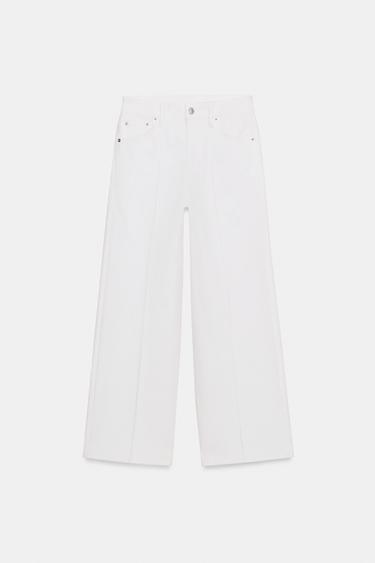 ZW COLLECTION WIDE-LEG HIGH-WAIST JEANS - Oyster-white by Zara