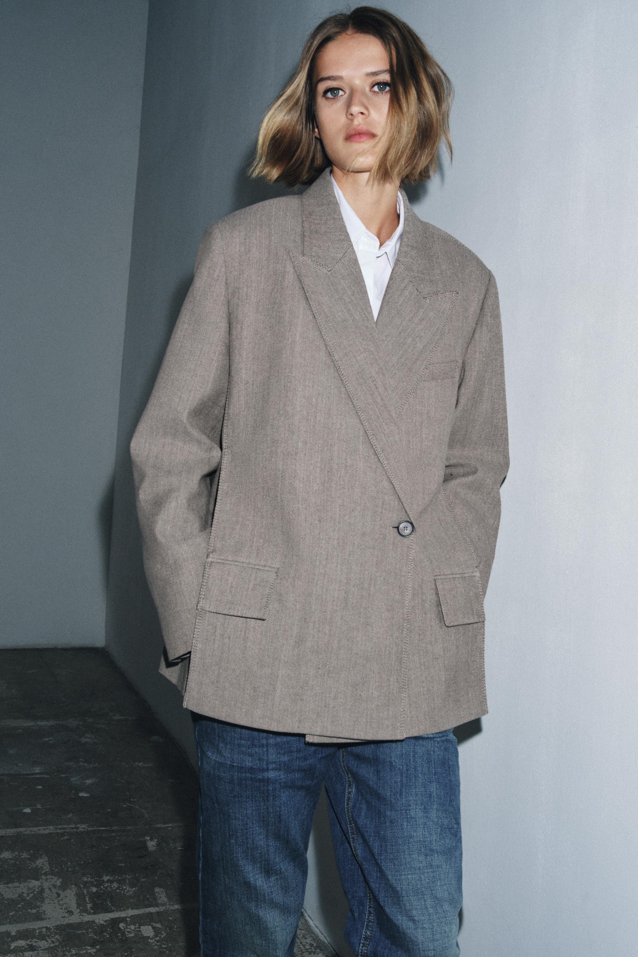 ZARA MAISONSPECIAL オーバーサイズブレザー ZARA - ZARAオーバーサイズブレザー トップステッチ X MAISON