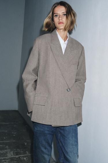 Zara OVERSIZED WOOL BLAZER ZW COLLECTION - Beige-brown