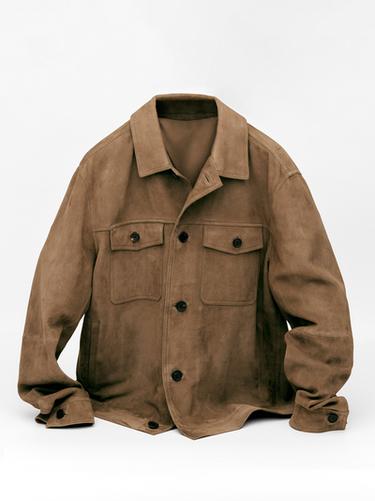 Zara Distressed effect leather jacket with pockets - Light green